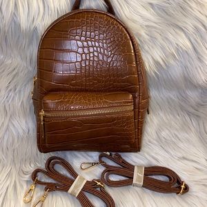 Brown Faux Croc Back Pack